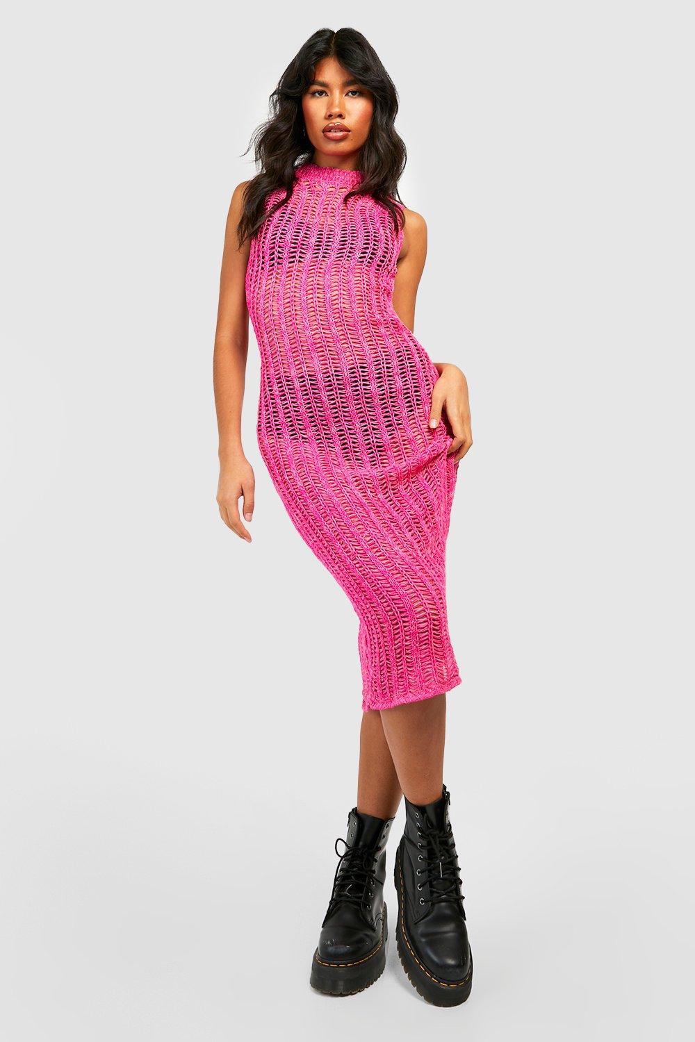 Boohoo pink hotsell midi dress